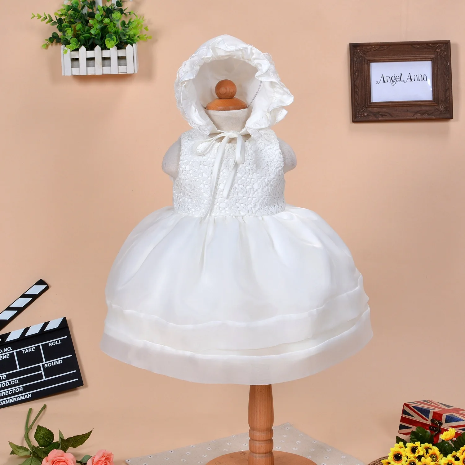Newborn Christening Gown Party Wedding Dress with and Cape Elegant Baptism Dresses for 0