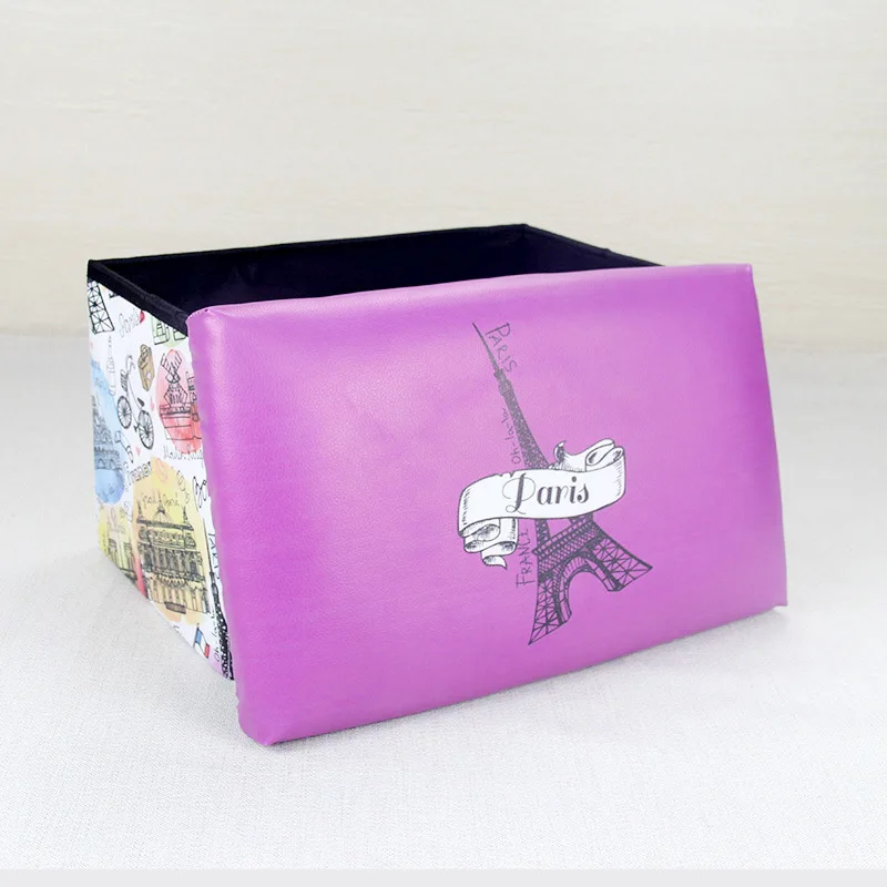 

Household Purple Storage Folding Shoe Bench Storage Box Ornaments Multi-function Sundries Storage Finishing Box Home Decor Gifts