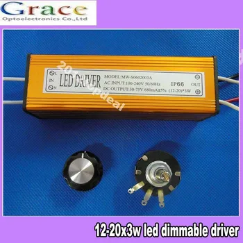 

12-20*3w led dimming driver for aquarium grown light bulb driver with dimmer