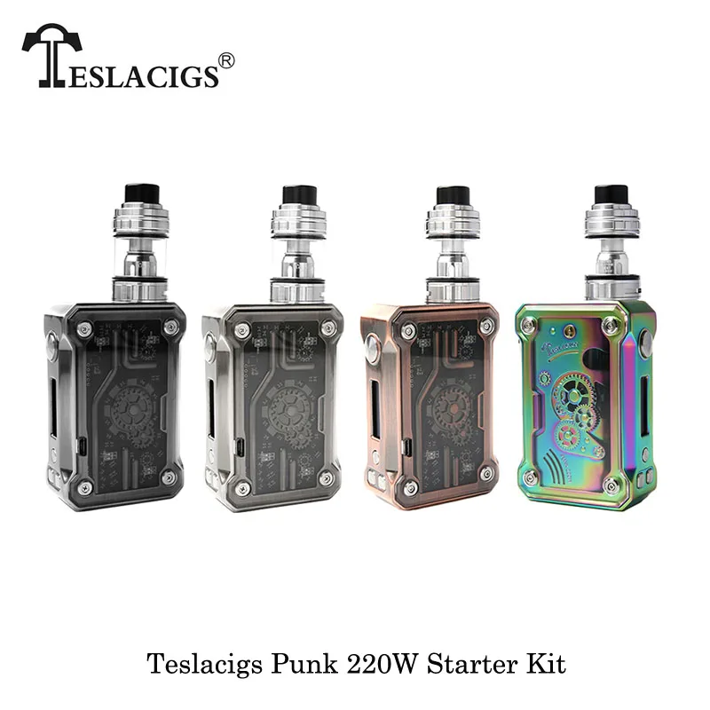 

Electronic Cigarettes TESLACIGS Tesla Punk 220W Box Mod With H8 Sub Ohm Tank E8/E2 Powered by dual 18650 Battery Vape Vaporizer