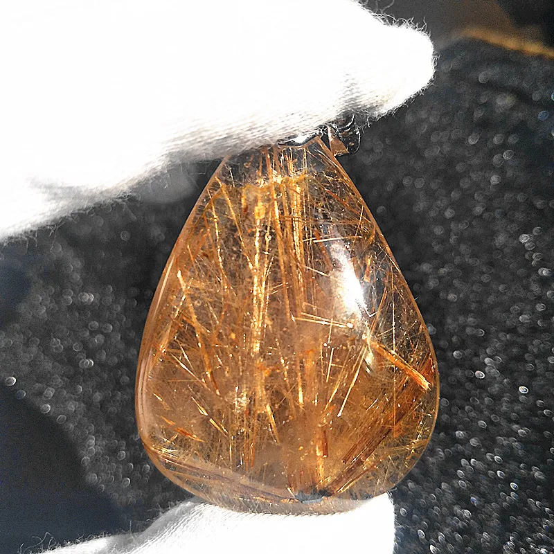 

AAAAA+ natural golden rutilated quartz crystal pendant actinolite crystals rutile stones pendant and valentine's day gift