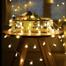 Гирлянда 4 м 20 светодиодный гирлянды со звездами, Рождественский светодиодный гирлянда, украшение для свадьбы, праздника, вечеринки, guirlande lumineuse