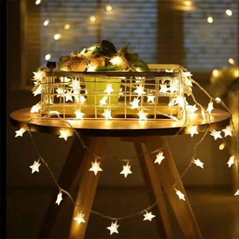

Garland 4m 20LED Star String Lights Christmas Festoon LED Lights Decoration For Wedding Holiday Party guirlande lumineuse