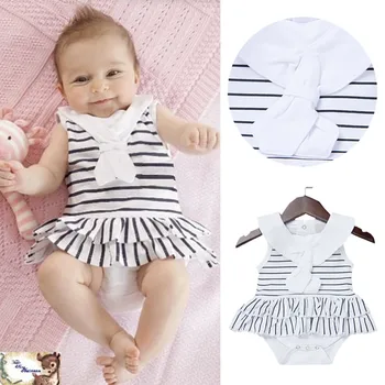 

Summer Infant Baby Girls Sleeveless Striped Print Jumpsuit Romper Clothes Rompers newborn baby girl clothes 0-3 months