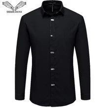 VISADA JAUNA, мужские рубашки, осень, Новое поступление, британский стиль, повседневные, длинный рукав, солидные, мужские, деловые, облегающие рубашки, 4XL, N511