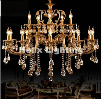 

D950mm Brass Gold Crystal Chandeliers Luxury Hotel Chandelier Lamp Lighting Fixture AC 15L/18L100% Guaranteed Free Shipping