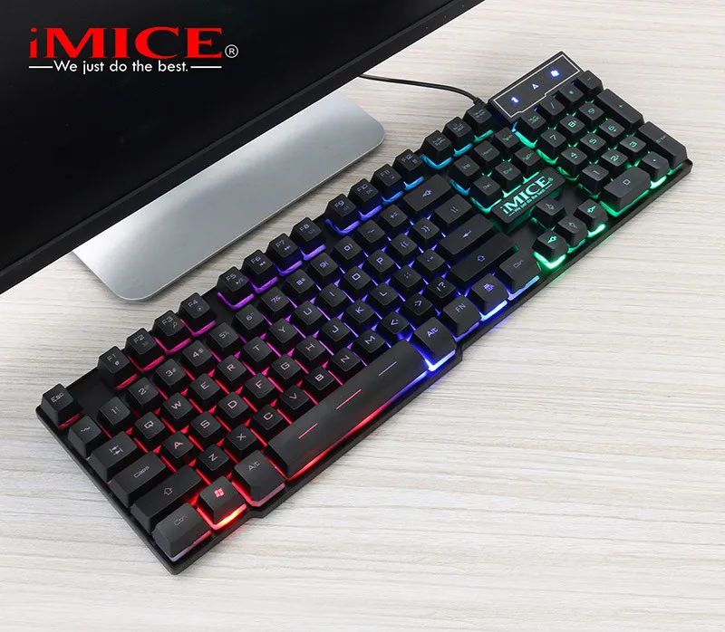 

iMice Gaming Keyboard Mechanical Feeling Keyboards LED Backlit Keyboard Wired 104 Keycaps Russian Keyboards For Computer PC Game