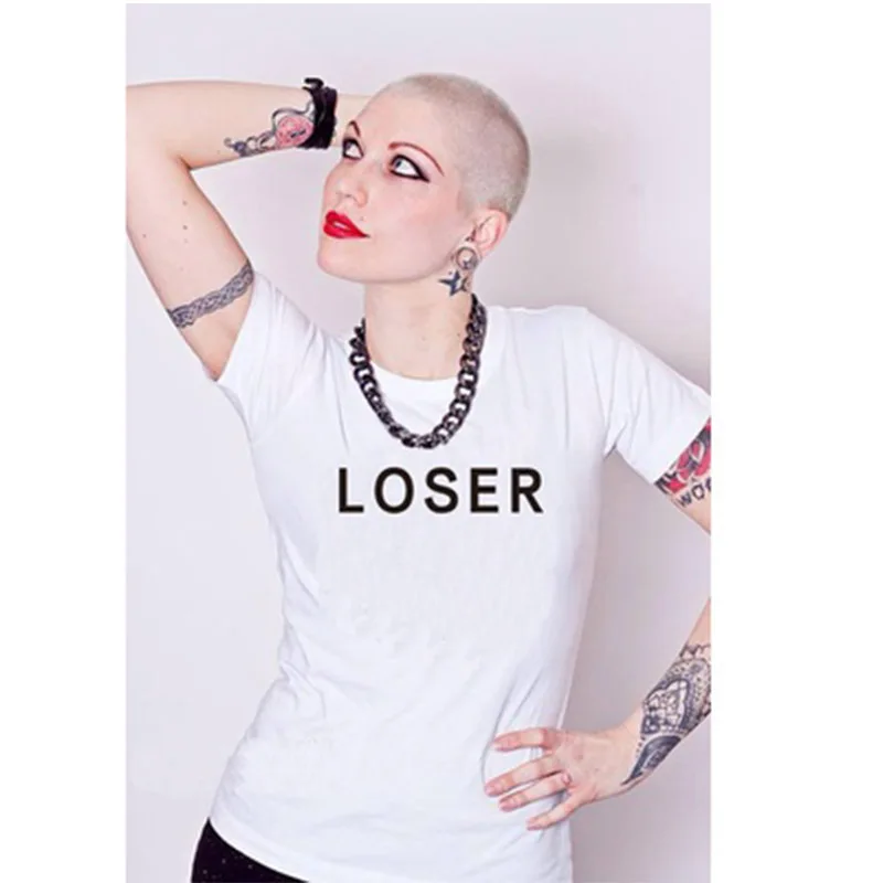 Для женщин Дамы Повседневное хип-хоп Loser с принтом короткий рукав панк свободные
