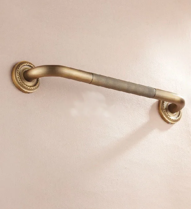 Luxury 49.5cm Antique Soild Brass Bathroom Grab Bars Wall Mounted Tub