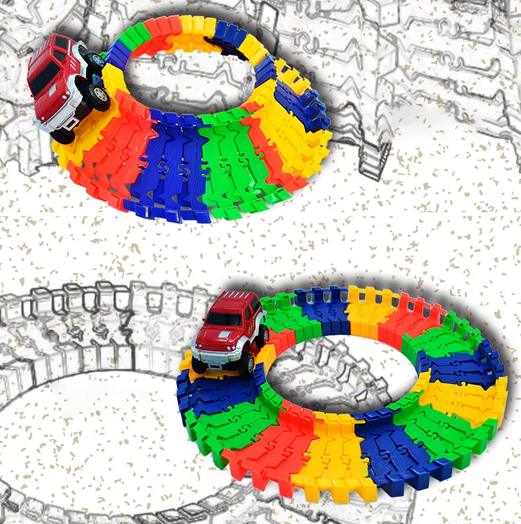 240 шт. гоночная дорожка + 2 шт. автомобиля чудесная рампа гоночная дорожка изгиб гибкий гоночный трек Набор DIY трек Развивающие игрушки для