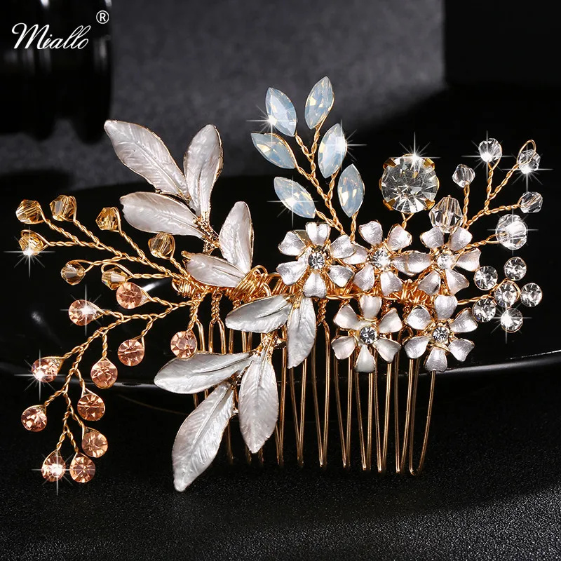Miallo Austria Crystal Stone Hair Combs Clips Handmade Wedding Hairpins