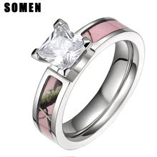 5mm titanium cubic zirconia women ring pink tree camo rings female engagement jewelry wedding band aneis - Womens Camo Wedding Rings 5mm titanium cubic zirconia women ring pink tree camo rings female engagement jewelry wedding band aneis - Womens Camo Wedding Rings