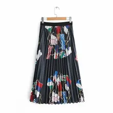 Новое поступление, среда 9-45-9002, Европейская и американская мода, плиссированная юбка средней длины с принтом
