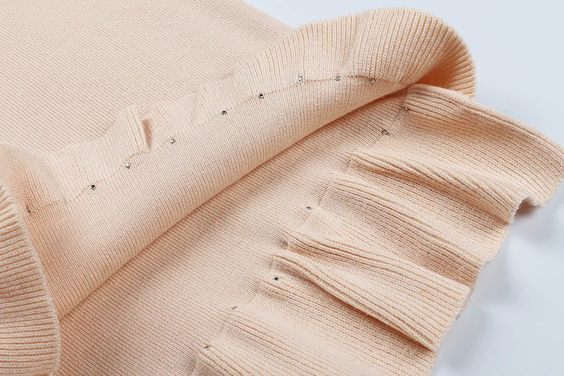 ShejoinSheenjoy Split Ruffles Hem Knitted Midi Women Skirt Beading High-Waist Autumn Winter Skirts Womens Bodycon Students Skirt (18)