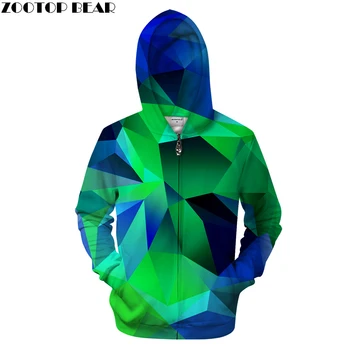 

Geometry 3D Zip Hoodies Men Zipper Hoody Casual Sweatshirt Printed BrandTracksuit Pullover Groot Coat 2018 Drop Ship ZOOTOPBEAR
