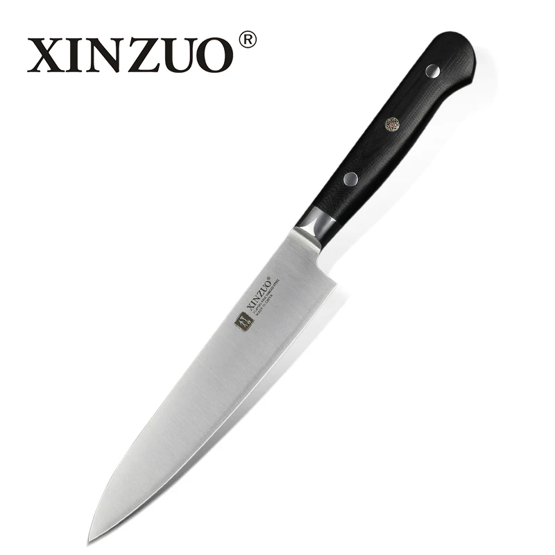 2018XINZUO 6'' Utility Knife Three Layer 440C Clad Steel Kitchen Stainless Steel Knives G10 Handle Cook Tool Fruit/Peeling Knife 2018XINZUO 6'' Utility Knife Three Layer 440C Clad Steel Kitchen Stainless Steel Knives G10 Handle Cook Tool Fruit/Peeling Knife