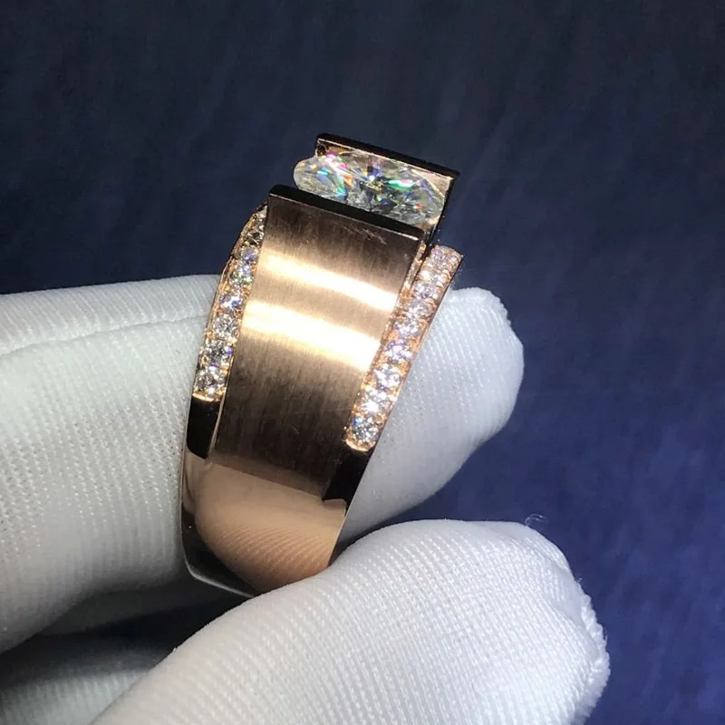 18 K 750Au золото Moissanite алмаз мужское кольцо D Цвет VVS с национальным сертификатом MO-0024