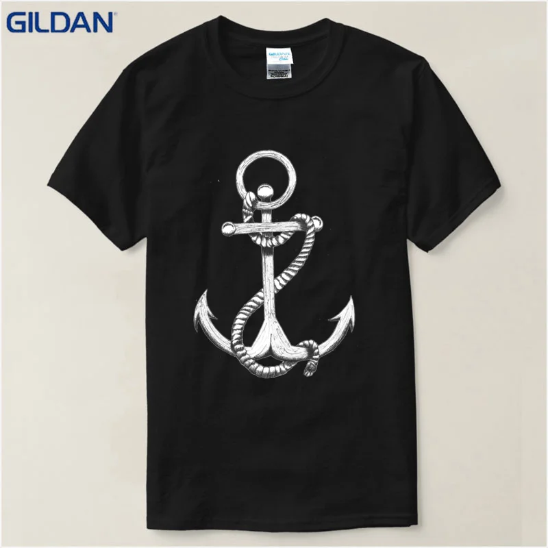 Unique Graphic Tees Casual Men O Neck Anchor T shirt White Nautical