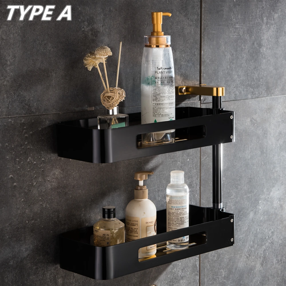 1Luxury Rotate Kitchen Shelves Bathroom Shelves Multi Function 2-3 Tier Bathroom Shelves Cosmetic Shelves Shampoo Towel Rack Mci14