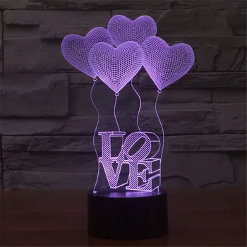 Hot Creative Gift 3D LED Lamp LOVE Balloon Night Light with 7 Colors Change Luminaria Lighting Lava Lamp Valentine's Day wedding decor i love you heart 3d optical illusion mood light 7 colors change luminaria lava lamp kids night light novelty gifts