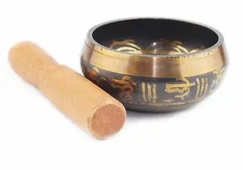 

Carved Handmade Meditation Bells Tibetan Singing Bowl Healing Heart Chakra Gong 8cm