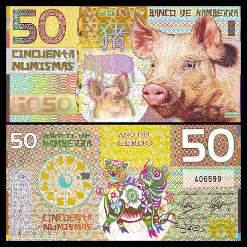 

Kamberra 50 Numismas, China Lunar Year 2019, Pig, NEW, Polymer, UNC, Gift, Collection, Australia, Geniune, Original