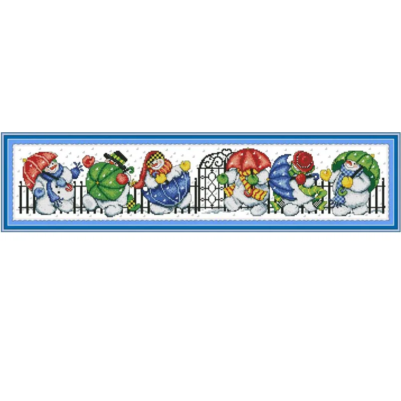 

Printed Cross Stitch Kits Chinese Cross Stitch Kit Embroidery Cross-Stitch Set Snowman And Umbrella Cross Stitch Embroidery Set