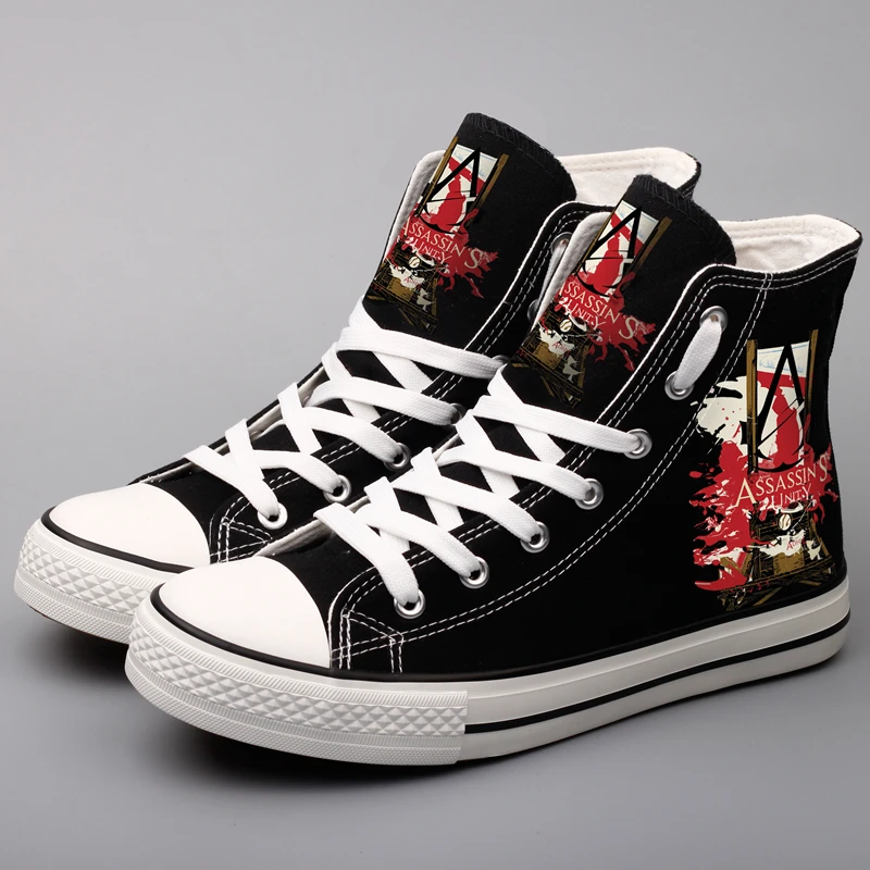 

E-LOV Cool Hero Customized Printed Canvas Shoes High Top Lace-up Black Casual Flats Oxford Shoe Men Espadrilles