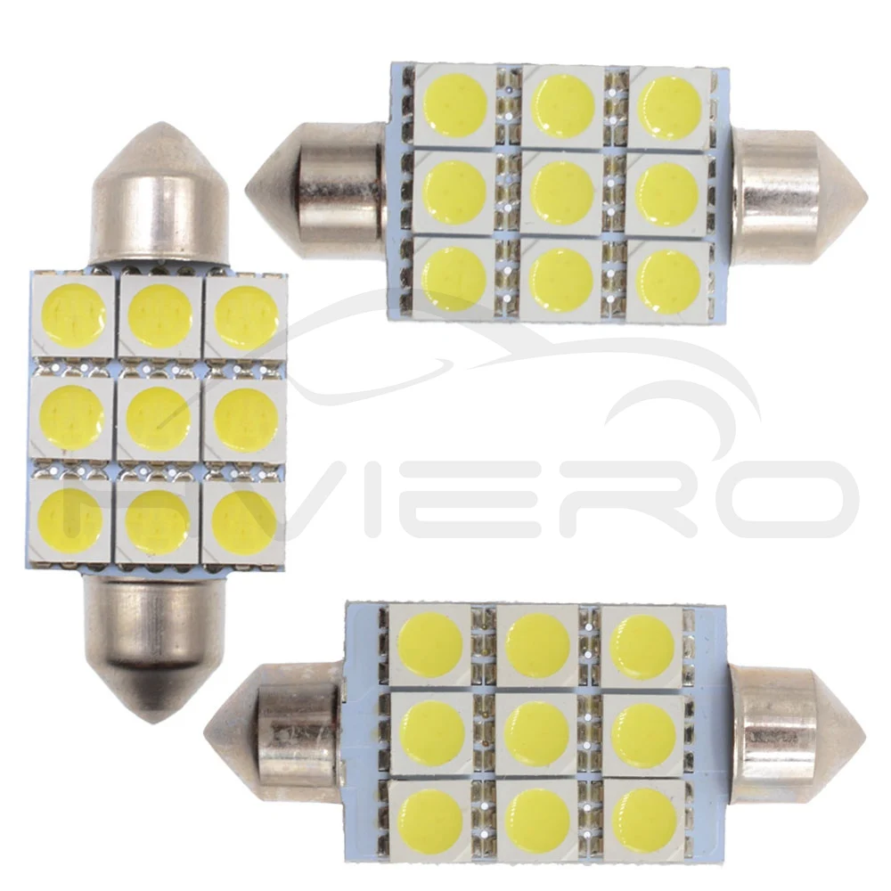 2X белый C5W C10W 5050 SMD 9 светодиодный 36 мм 39 мм 41 мм DC 12 В автоматический светодиодный купольный светильник с фестонами, дверной светильник, лампа для чтения, задний фонарь, резервный светодиодный светильник