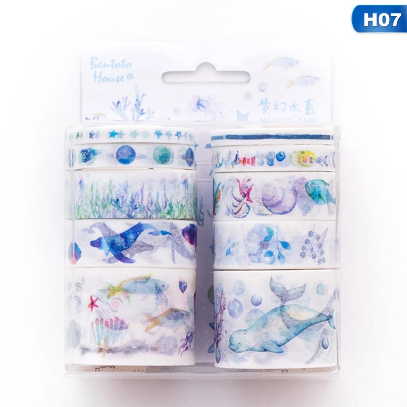 10 шт./компл. красочная лента washi липкая Бумага Маскировочная клейкая лента поделка в виде этикетки Декоративные DIY школьные канцелярские принадлежности - Цвет: 07