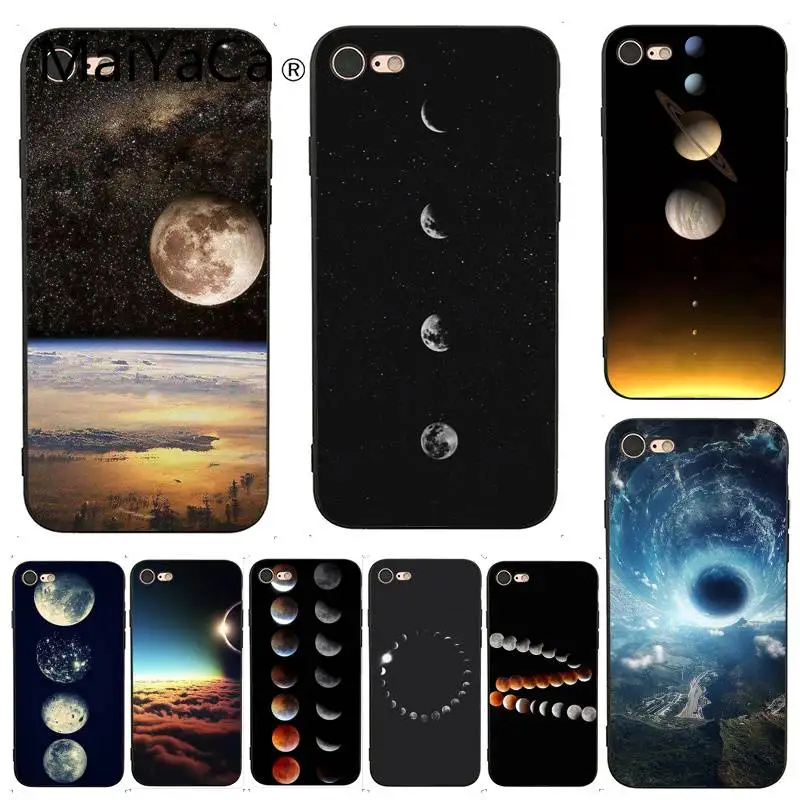 

MaiYaCa For iphone 7 6 X Case Planet Simple Pattern Space Eclipse of the Moon Phone Case for iPhone X 8 7 6 6S Plus X 5 XS XR