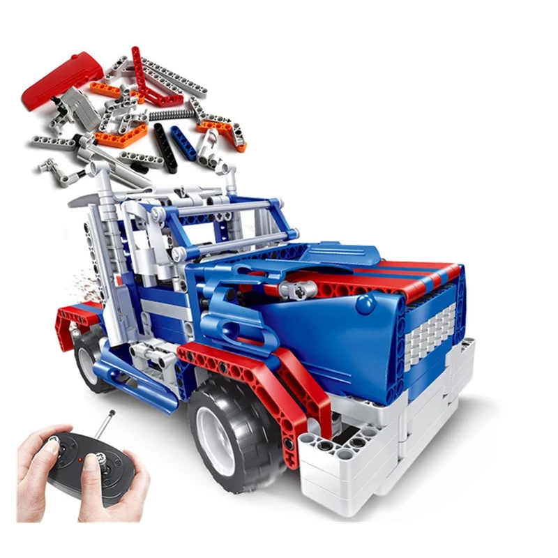 

Creative 2 In 1 Electric DIY Assembled Building Blocks Car With Remote Control For Kids Simulation Cool Shape