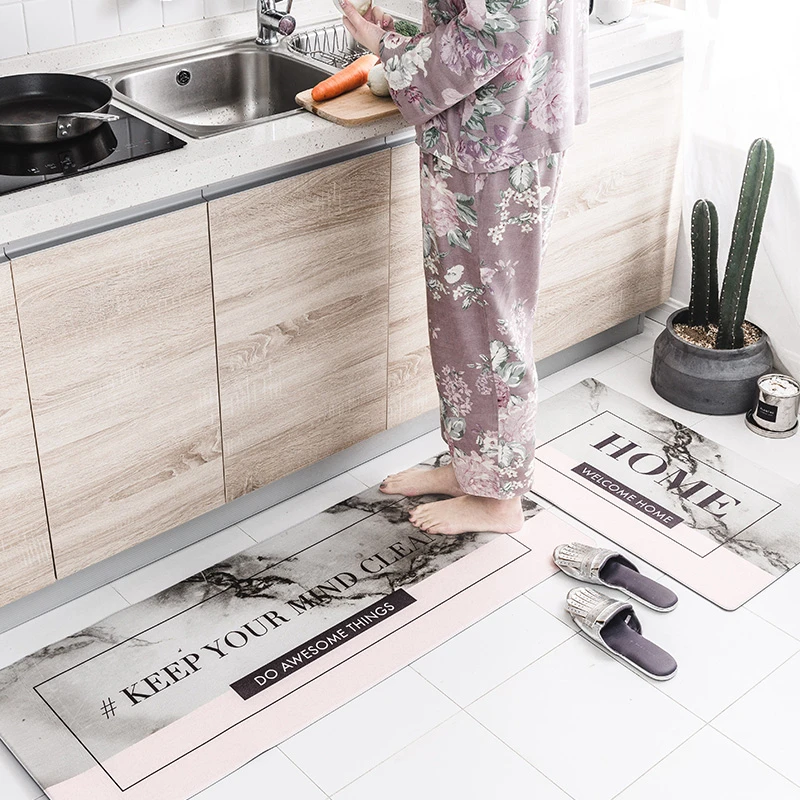 

Nordic Simple Style Kitchen Mat PVC Door Mat Decorate Home Carpet Soft Delicate Carpets For Living Room Bedroom Rugs Floor Rug
