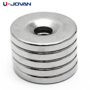 

U-JOVAN Hot Sale 5pcs 20 x 3 mm Hole 5mm N35 Super Strong Round Neodymium Countersunk Ring Magnets Rare Earth Magnet