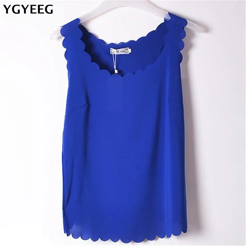 

YGYEEG Sexy Women Chiffon Tank Tops Shiny Female Vest Sleeveless Vest Casual Tshirt Women Female Solid Fitness Fashion Clothes