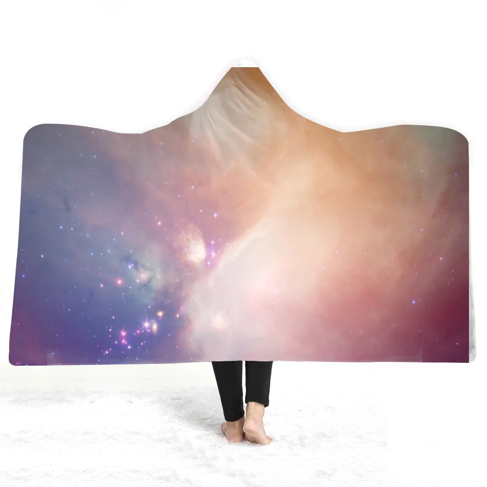 Cosmic Galaxy одеяло с капюшоном, утолщение, 3d принт, пледы, одеяло, диван/кровать/самолет, путешествия, постельные принадлежности, Прямая поставка для дома - Цвет: 17