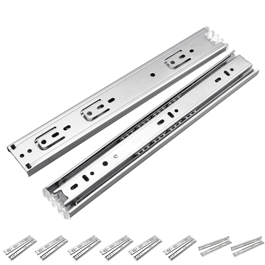 

3-fold Kitchen Drawer Slide Runners Stainless Steel/Cold Rolled Steel Ball Bearing Guide Rail