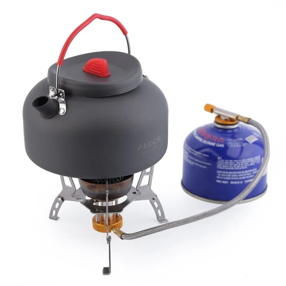 ALOCS 1.4L 1 persona al aire libre tetera de aluminio al aire libre Camping Picnic Pot inoxidable con filtro de té bola en bolsa CW-K03