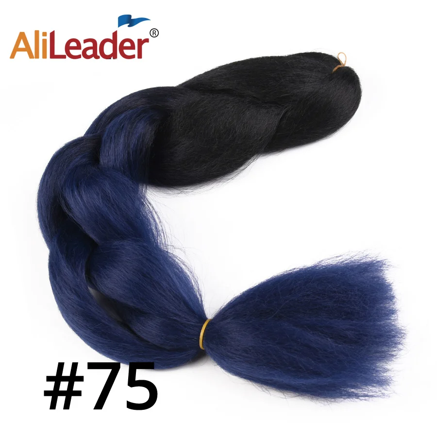 Alileader, 102 цветов, синтетические плетеные волосы для наращивания, для вязания крючком, косички, огромные косички, два тона, Омбре, радуга, 24 дюйма, 1 шт./лот - Цвет: T1B/530