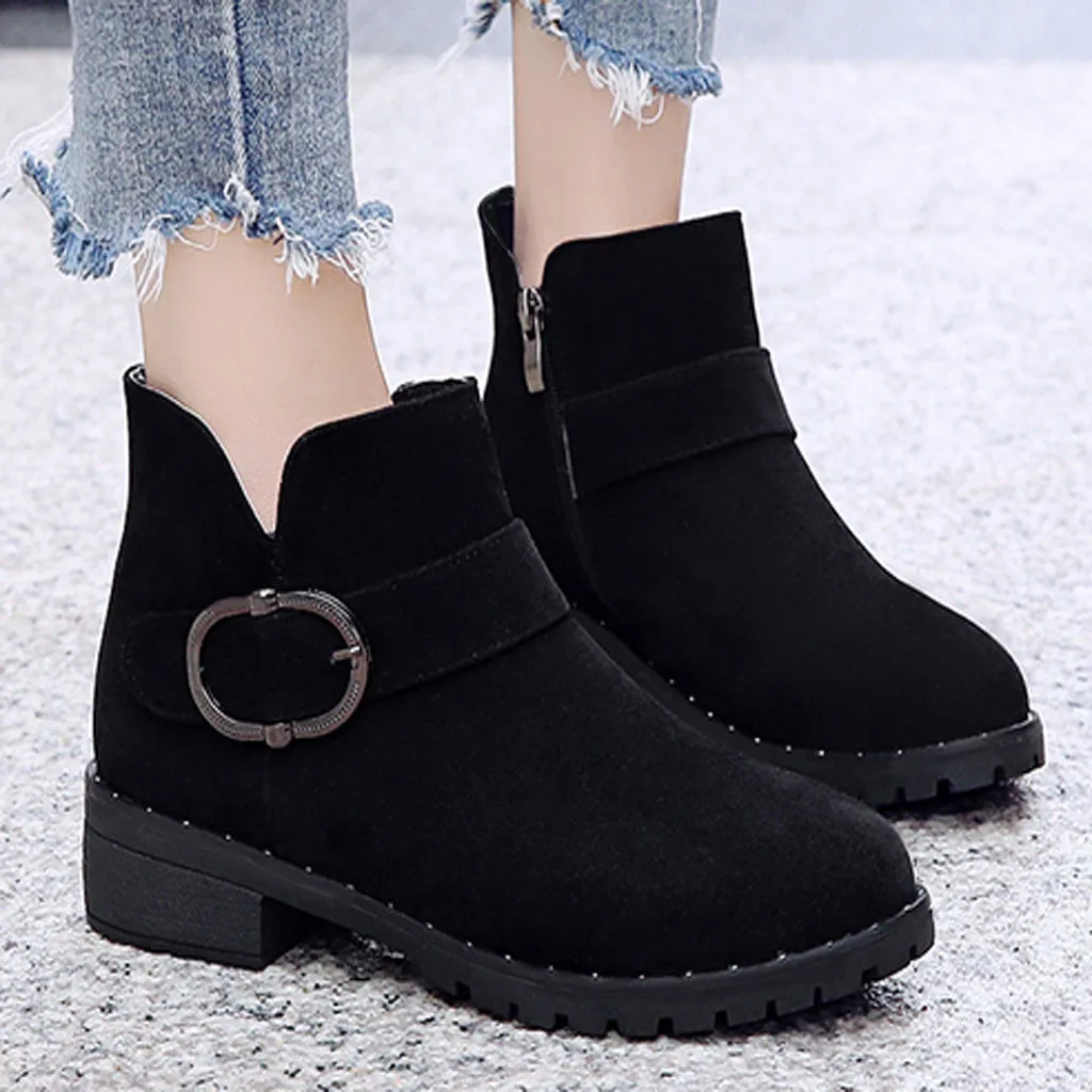 MUQGEW platform boots women winter boots ladies Women's Boots Fashion Elegant Flat Comfortable Boots Round Toe Boots#g4