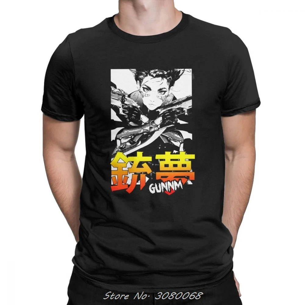

Men Battle Angel Gunnm Alita T-shirt Comic Movie Anime T Shirts Japan Humor O-Neck Short Sleeve Cotton Tees Streetwear