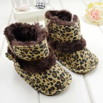 

Hot Leopard Print Winter Warm Baby Shoes Boots Girl Boy Snow Booties Antiskid Kids Flat Crib Shoes