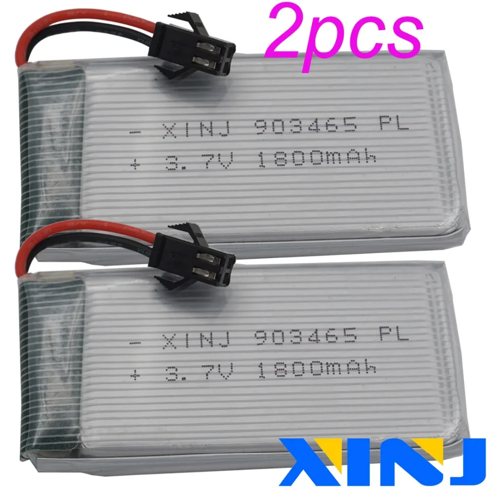 

XINJ 2pcs 3.7V 1800 mAh 25C Rechargeable Lithium Polymer Li Po battery SM plug 903465 for RC Model Vehicle RC Quadcopter Drone