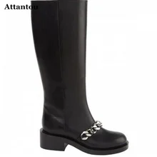 Дизайнерские цепи; мотоботы; женские сапоги-гладиаторы; Botte Femme; женские высокие сапоги из натуральной кожи; сапоги до колена; женские зимние сапоги