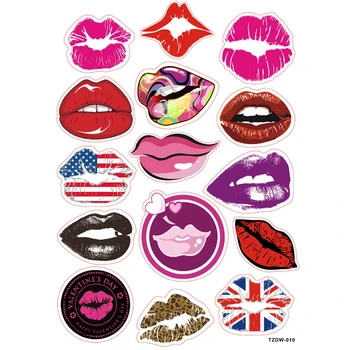 

15pcs/lot Flag style red sexy lip Notebook skateboard trolley case decals backpack Tables sticker PVC waterproof car toy sticker