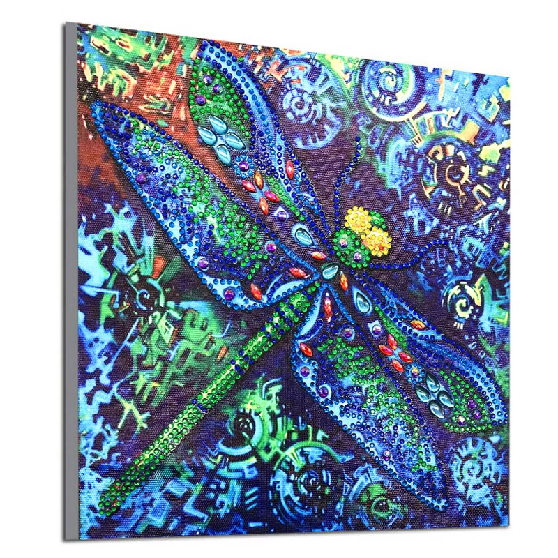 RUBOS DIY 5D Diamond Embroidery Blue Oil Dragonfly Animal Diamond Painting Special Bead Big Pearl Diamond Mosaic Sale Wall Decor (4)
