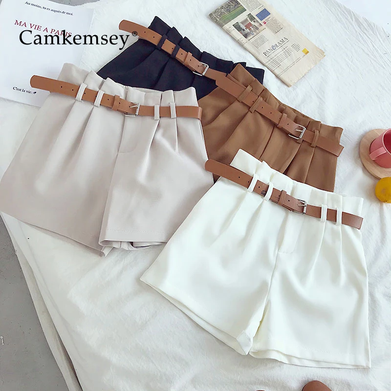 Шорты CamKemsey женские короткие в Корейском стиле белые костюмные модные однотонные