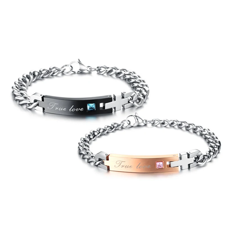 Модные браслеты для пар настоящая пара 1 шт. из нержавеющей стали мужчин и женщин
