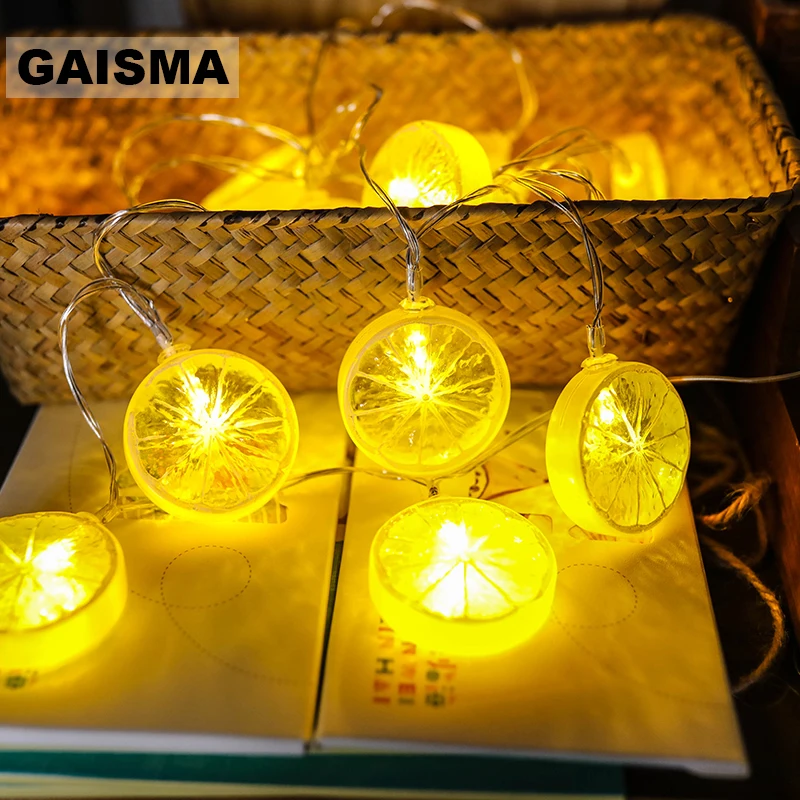 

5M 20 Bulbs Lemon LED Fairy Lights Garland Christmas String Lights Wedding Decoration For Holiday Party Bedroom Lighting Chain