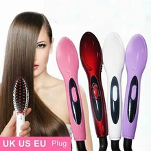 Electric Fast Hair Straightening Brush Women Lady Beard Hair Straightener US&EU&UK&AU Plug Wet & Dry Hair Care Styling Tools